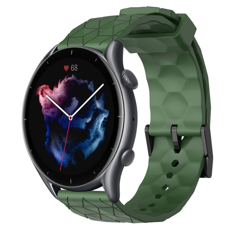 For Amazfit 3 22mm Football Pattern Solid Color Silicone Watch Band