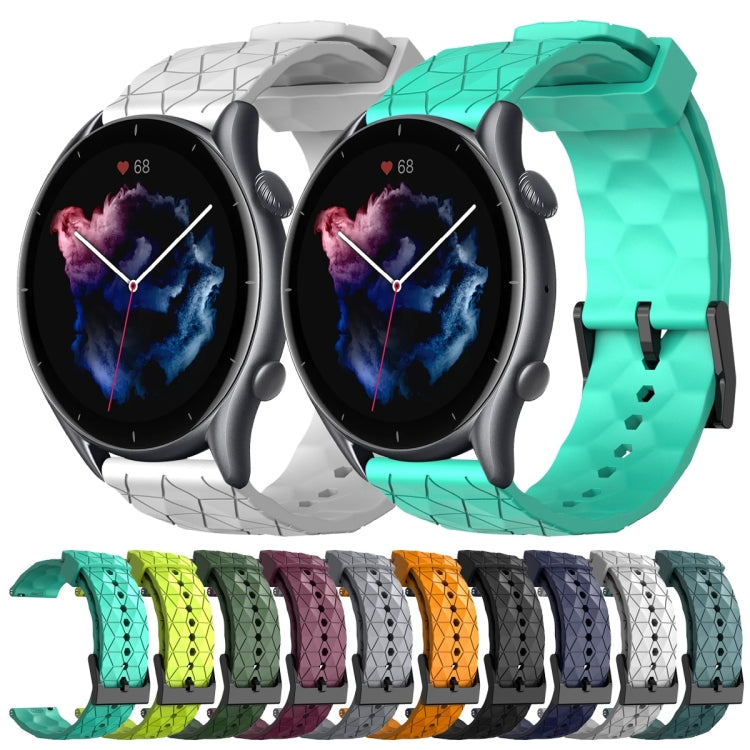For Amazfit 3 22mm Football Pattern Solid Color Silicone Watch Band