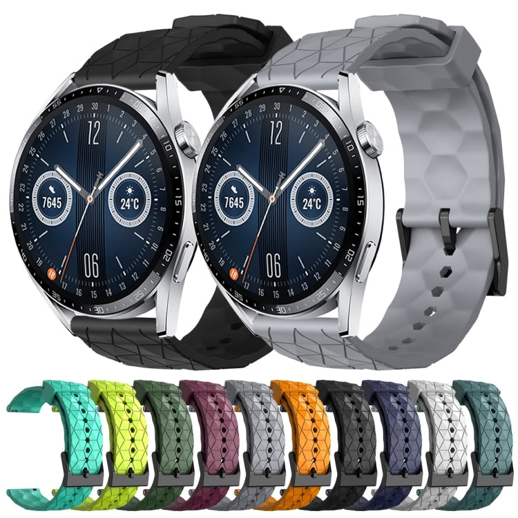 For Huawei Watch GT3 46mm 22mm Football Pattern Solid Color Silicone Watch Band