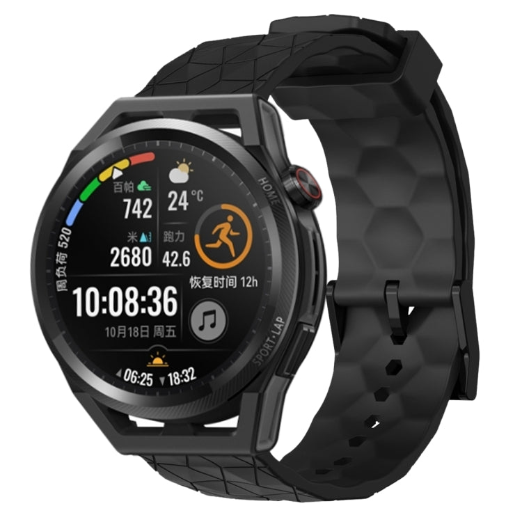 For Huawei Watch GT Runner 22mm Football Pattern Solid Color Silicone Watch Band