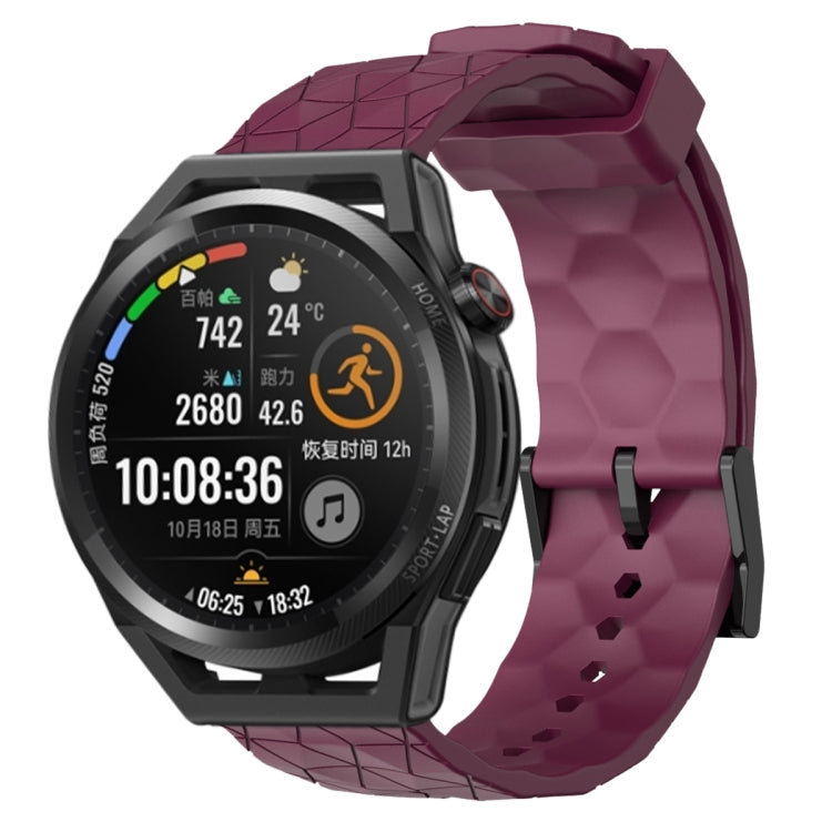 For Huawei Watch GT Runner 22mm Football Pattern Solid Color Silicone Watch Band