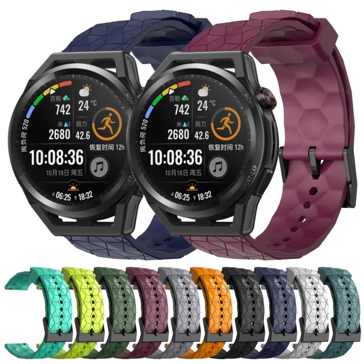 For Huawei Watch GT Runner 22mm Football Pattern Solid Color Silicone Watch Band