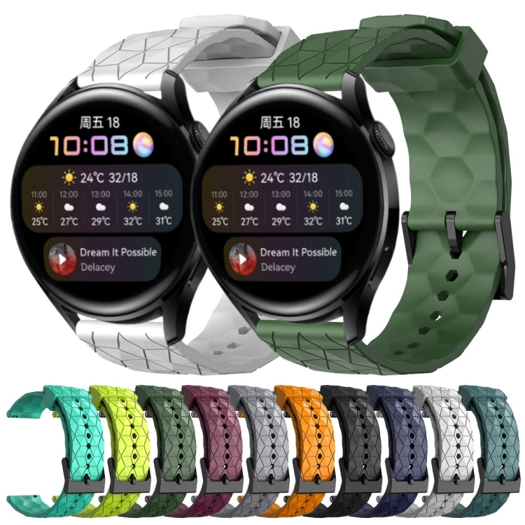 For Huawei Watch 3 22mm Football Pattern Solid Color Silicone Watch Band