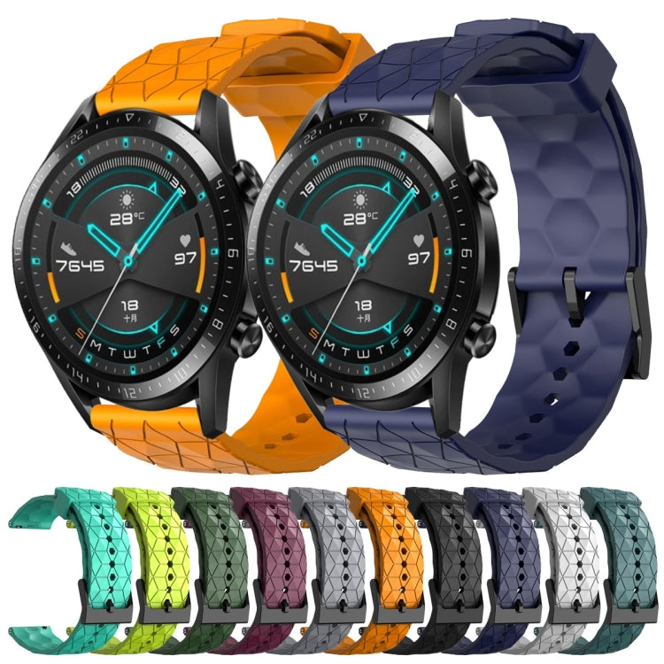 For Huawei GT2 46mm 22mm Football Pattern Solid Color Silicone Watch Band