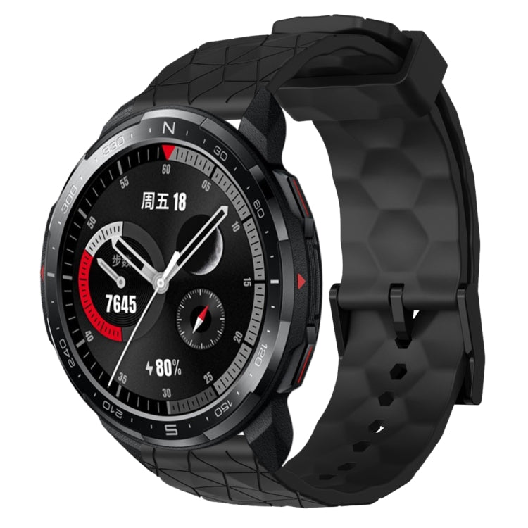 For Honor Watch GS Pro 22mm Football Pattern Solid Color Silicone Watch Band