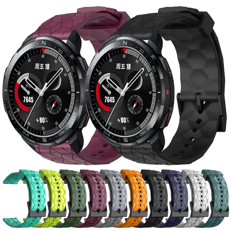For Honor Watch GS Pro 22mm Football Pattern Solid Color Silicone Watch Band