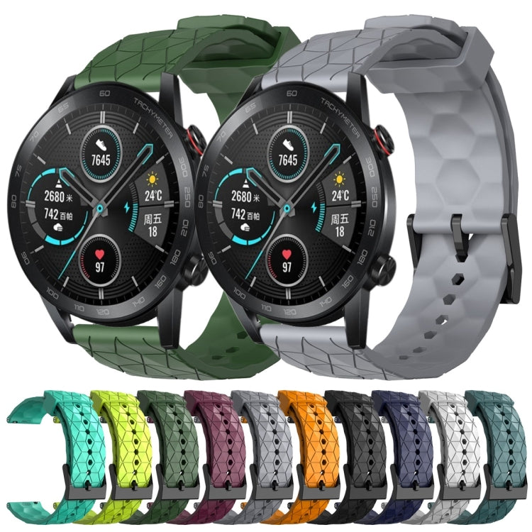 For Honor Magic Watch 2 46mm 22mm Football Pattern Solid Color Silicone Watch Band