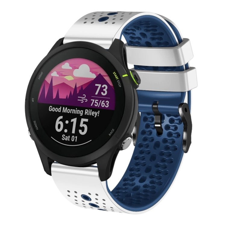 For Garmin Forerunner255 22mm Perforated Two-Color Silicone Watch Band