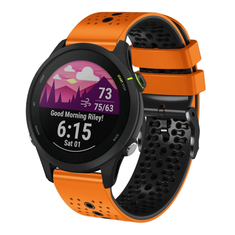 For Garmin Forerunner255 22mm Perforated Two-Color Silicone Watch Band