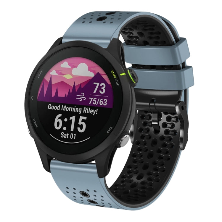 For Garmin Forerunner255 22mm Perforated Two-Color Silicone Watch Band