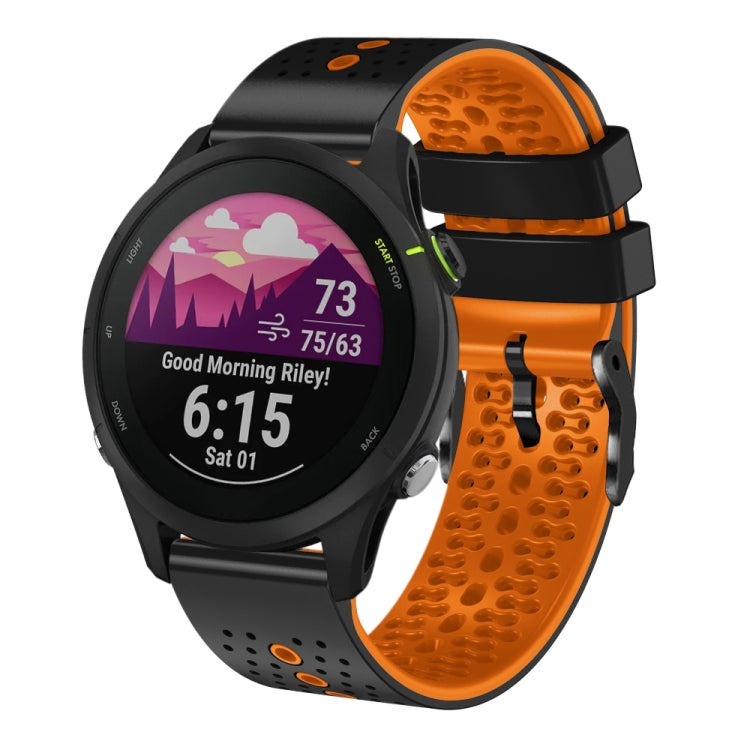 For Garmin Forerunner255 22mm Perforated Two-Color Silicone Watch Band