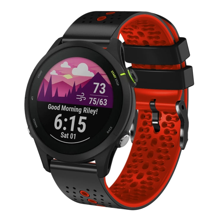 For Garmin Forerunner255 22mm Perforated Two-Color Silicone Watch Band