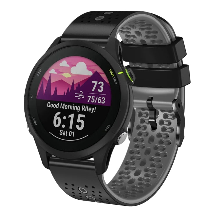 For Garmin Forerunner255 22mm Perforated Two-Color Silicone Watch Band