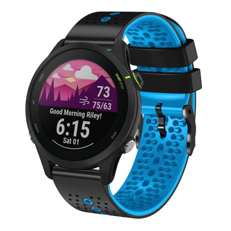 For Garmin Forerunner255 22mm Perforated Two-Color Silicone Watch Band