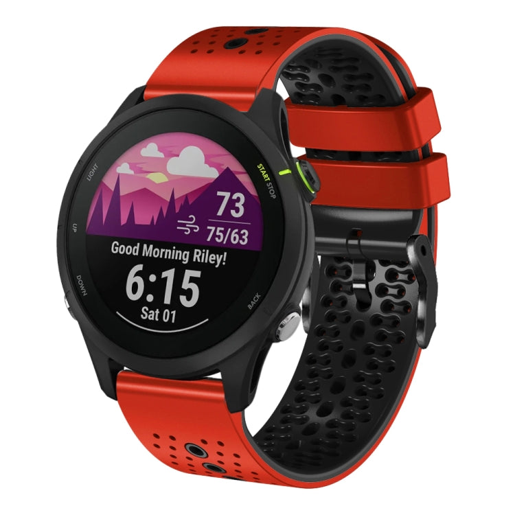 For Garmin Forerunner255 22mm Perforated Two-Color Silicone Watch Band