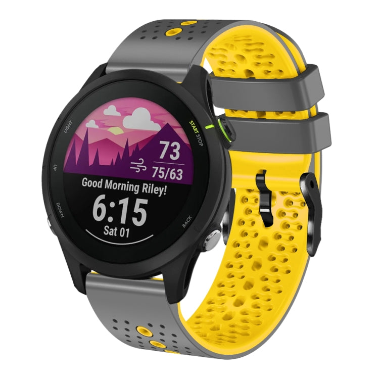 For Garmin Forerunner255 22mm Perforated Two-Color Silicone Watch Band