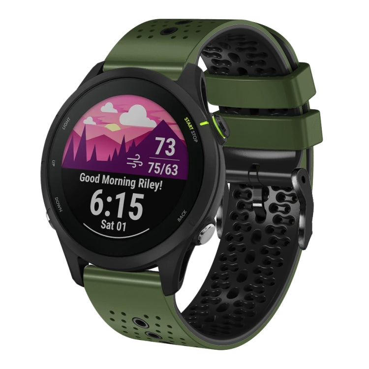 For Garmin Forerunner255 22mm Perforated Two-Color Silicone Watch Band