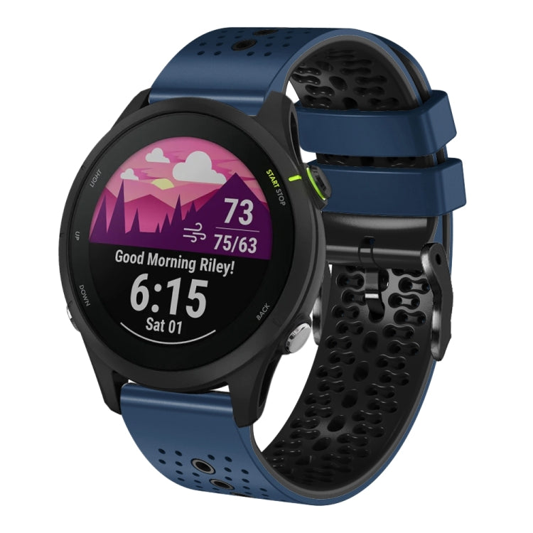 For Garmin Forerunner255 22mm Perforated Two-Color Silicone Watch Band