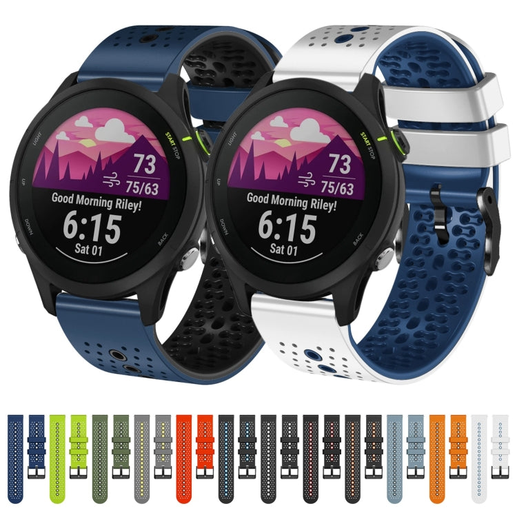 For Garmin Forerunner255 22mm Perforated Two-Color Silicone Watch Band