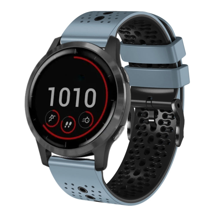 For Garmin vivoactive 4 22mm Perforated Two-Color Silicone Watch Band
