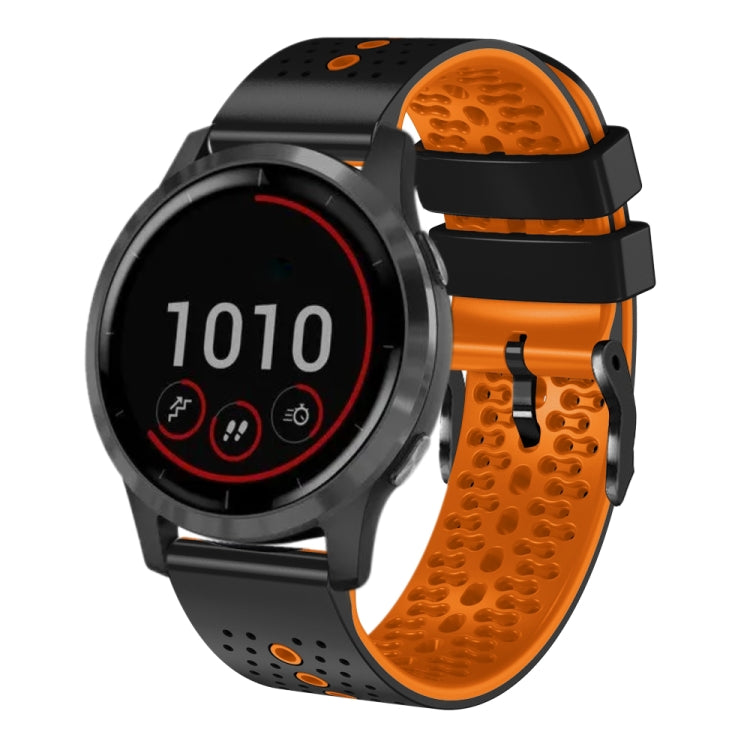 For Garmin vivoactive 4 22mm Perforated Two-Color Silicone Watch Band