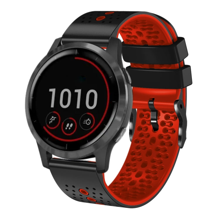 For Garmin vivoactive 4 22mm Perforated Two-Color Silicone Watch Band