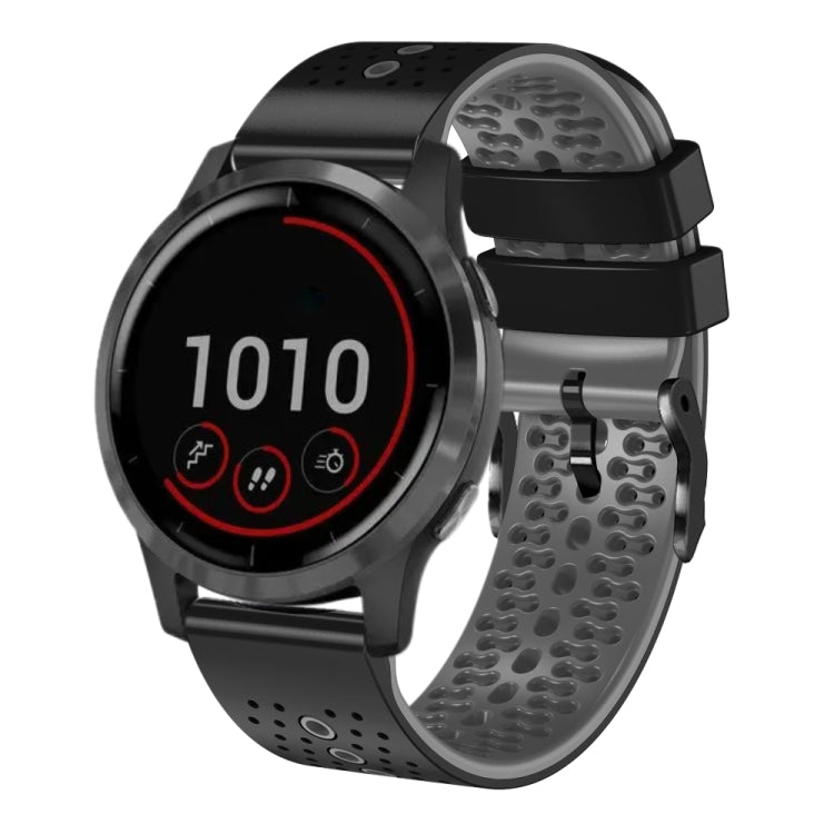 For Garmin vivoactive 4 22mm Perforated Two-Color Silicone Watch Band