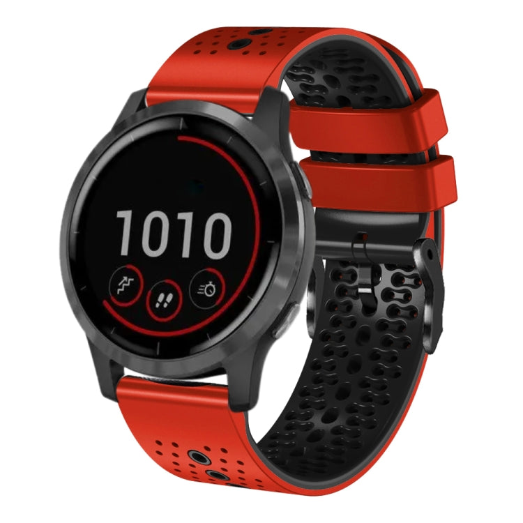 For Garmin vivoactive 4 22mm Perforated Two-Color Silicone Watch Band