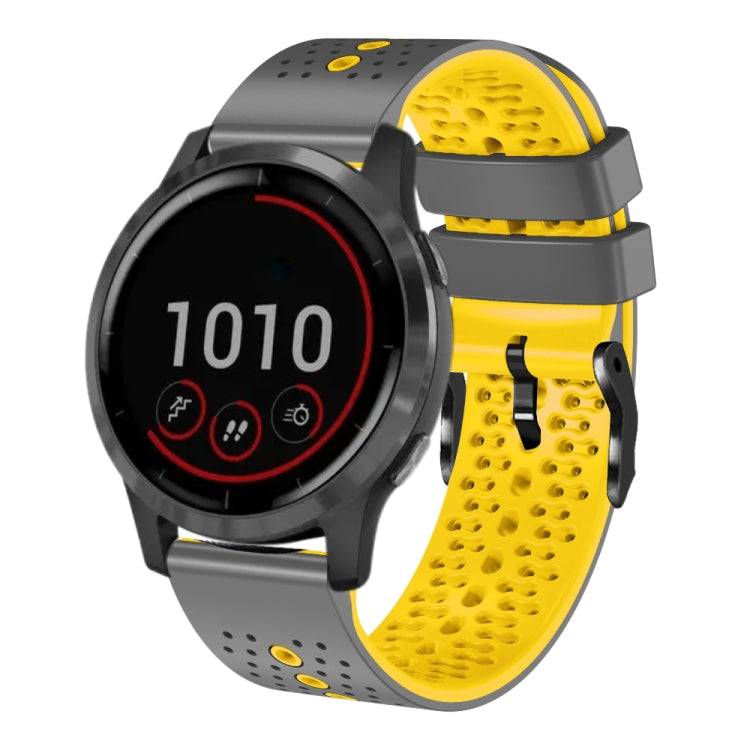 For Garmin vivoactive 4 22mm Perforated Two-Color Silicone Watch Band