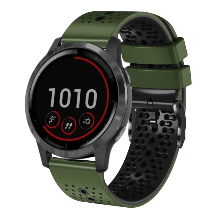 For Garmin vivoactive 4 22mm Perforated Two-Color Silicone Watch Band