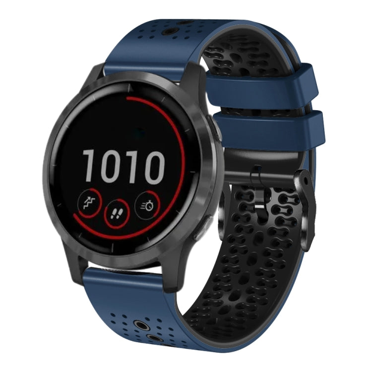 For Garmin vivoactive 4 22mm Perforated Two-Color Silicone Watch Band