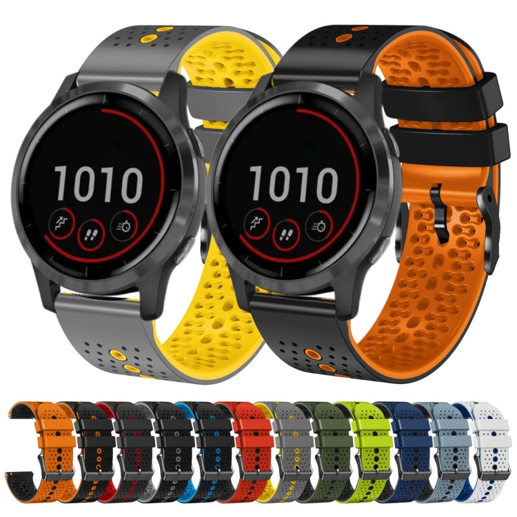 For Garmin vivoactive 4 22mm Perforated Two-Color Silicone Watch Band