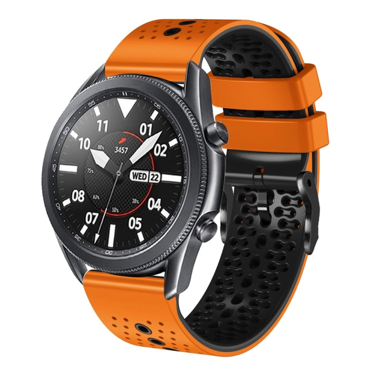 For Samsung Galaxy Watch3 45mm 22mm Perforated Two-Color Silicone Watch Band