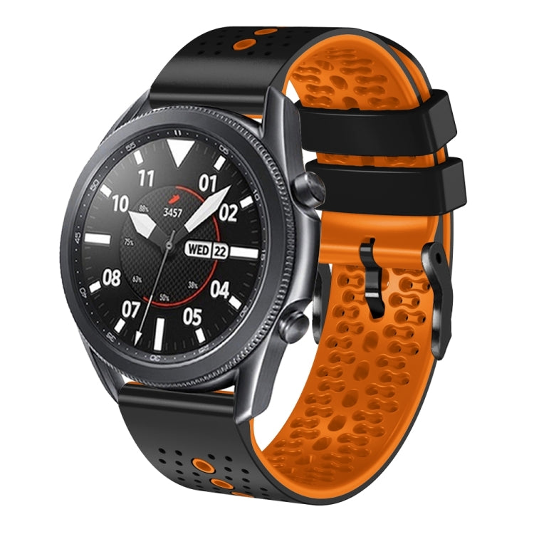 For Samsung Galaxy Watch3 45mm 22mm Perforated Two-Color Silicone Watch Band