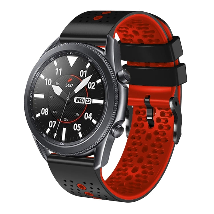 For Samsung Galaxy Watch3 45mm 22mm Perforated Two-Color Silicone Watch Band