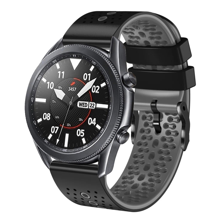 For Samsung Galaxy Watch3 45mm 22mm Perforated Two-Color Silicone Watch Band