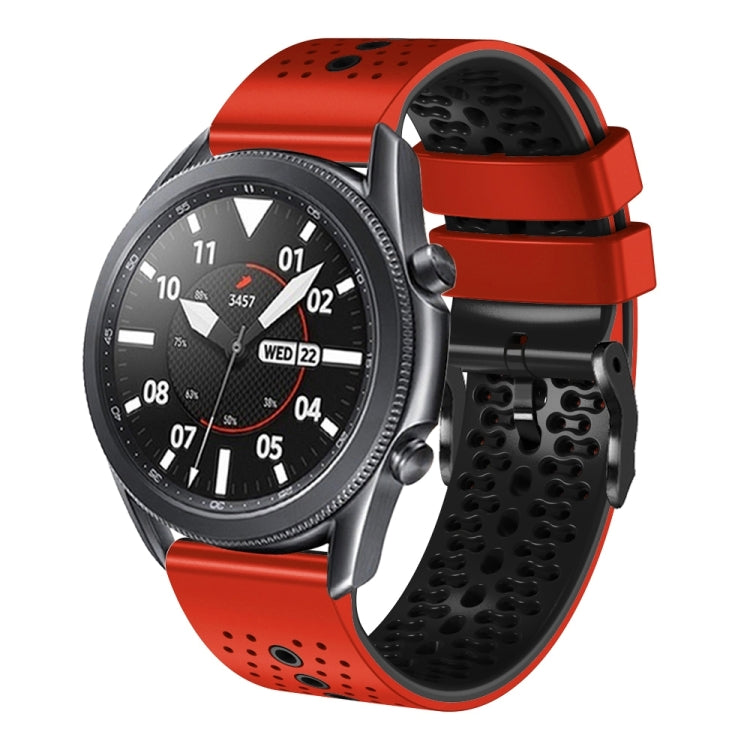 For Samsung Galaxy Watch3 45mm 22mm Perforated Two-Color Silicone Watch Band