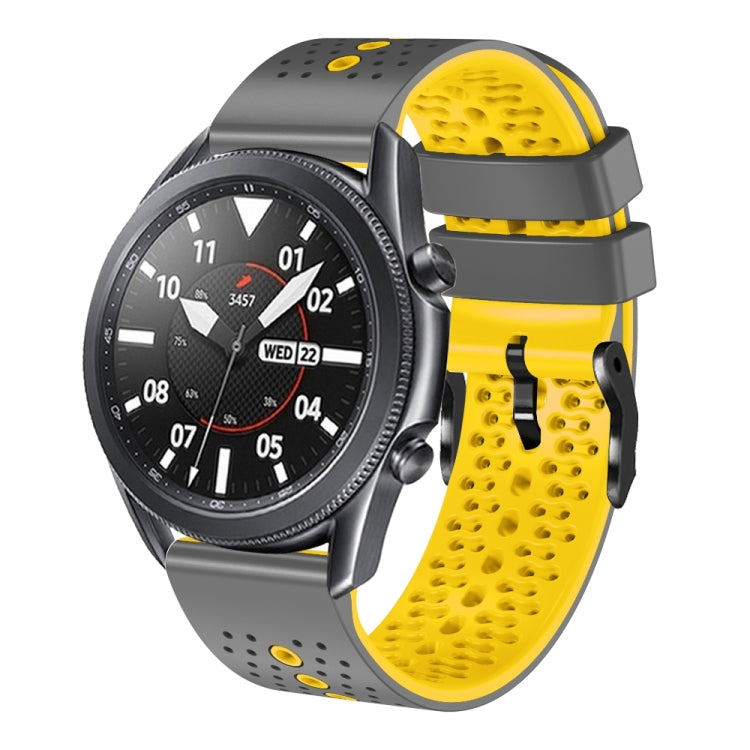 For Samsung Galaxy Watch3 45mm 22mm Perforated Two-Color Silicone Watch Band