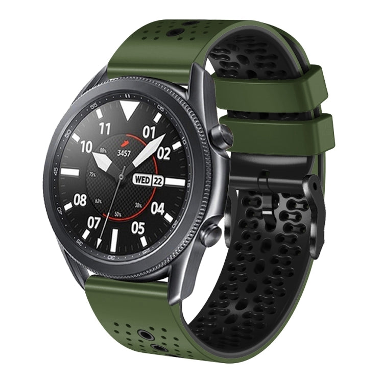 For Samsung Galaxy Watch3 45mm 22mm Perforated Two-Color Silicone Watch Band