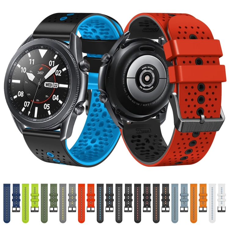 For Samsung Galaxy Watch3 45mm 22mm Perforated Two-Color Silicone Watch Band