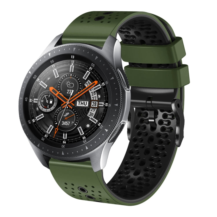 For Samsung Galaxy Watch 46mm 22mm Perforated Two-Color Silicone Watch Band