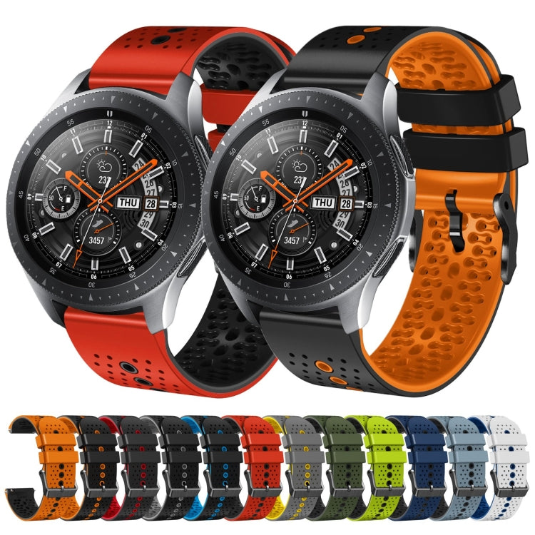 For Samsung Galaxy Watch 46mm 22mm Perforated Two-Color Silicone Watch Band