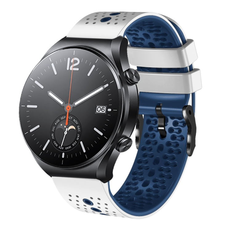 For Xiaomi MI Watch S1 22mm Perforated Two-Color Silicone Watch Band