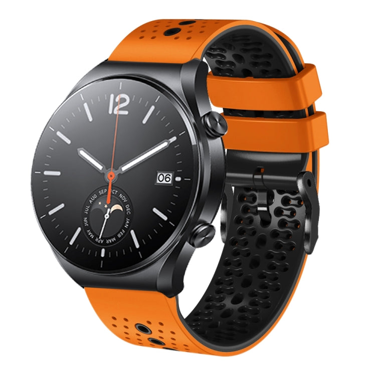 For Xiaomi MI Watch S1 22mm Perforated Two-Color Silicone Watch Band