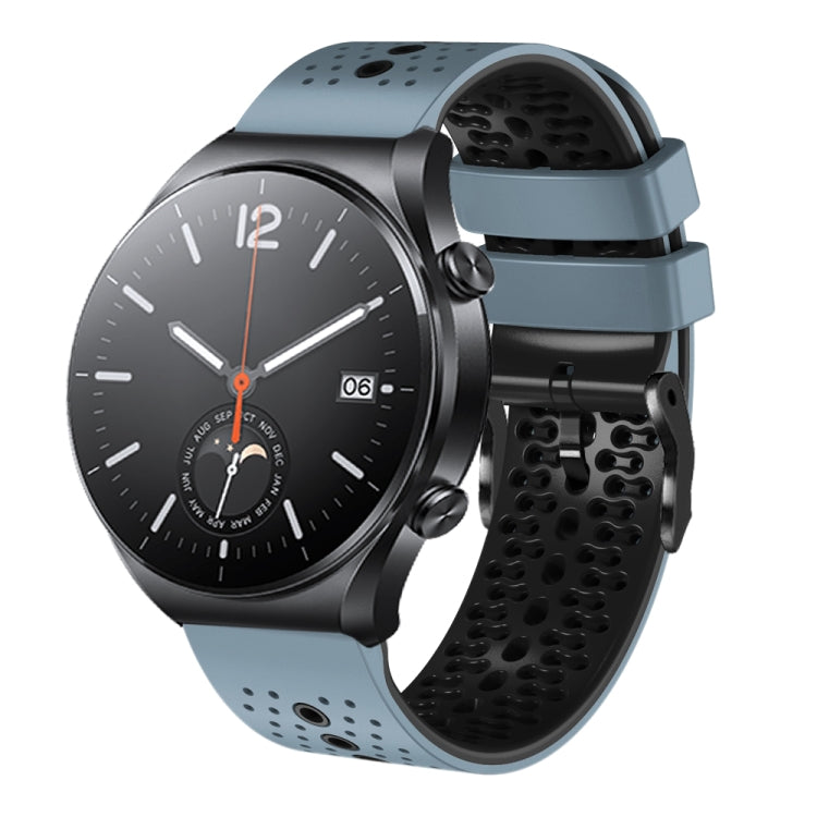 For Xiaomi MI Watch S1 22mm Perforated Two-Color Silicone Watch Band