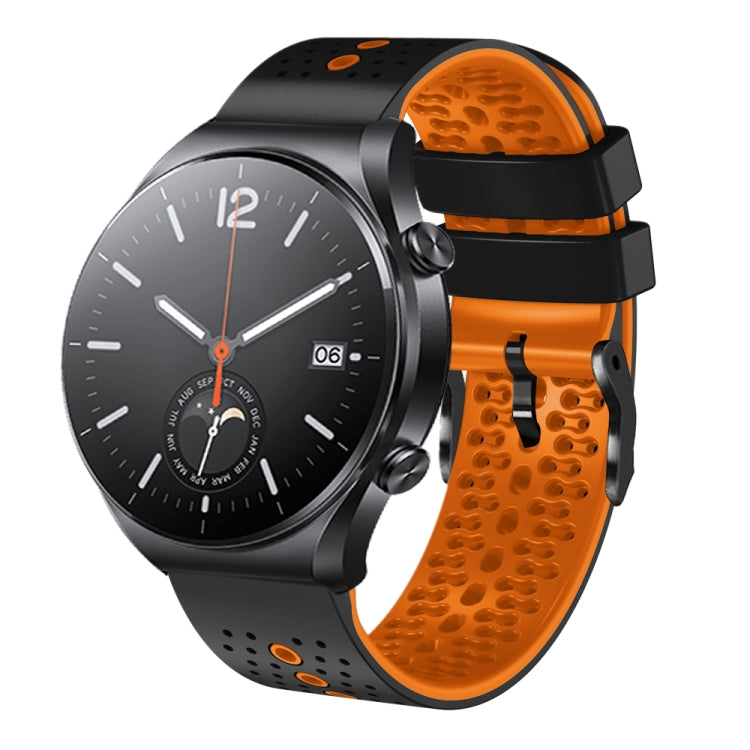 For Xiaomi MI Watch S1 22mm Perforated Two-Color Silicone Watch Band