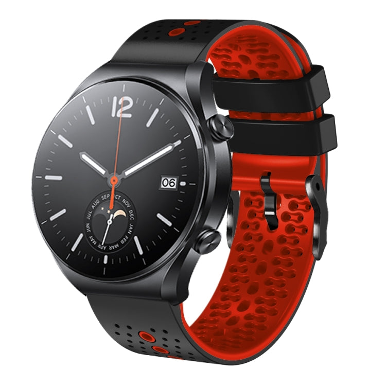 For Xiaomi MI Watch S1 22mm Perforated Two-Color Silicone Watch Band