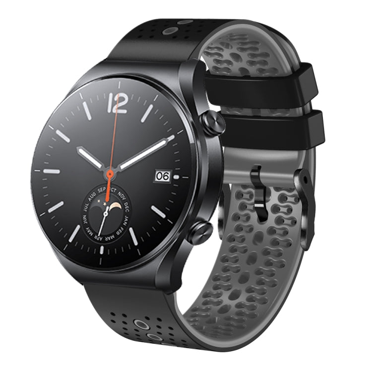 For Xiaomi MI Watch S1 22mm Perforated Two-Color Silicone Watch Band
