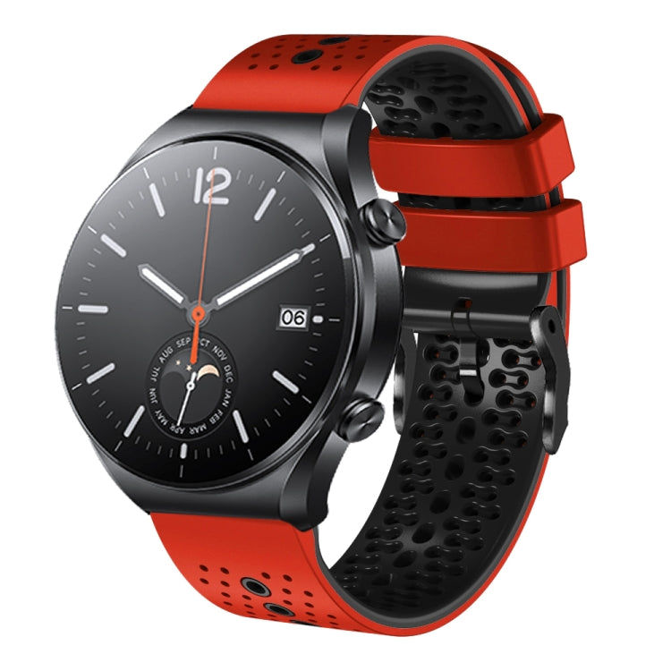 For Xiaomi MI Watch S1 22mm Perforated Two-Color Silicone Watch Band