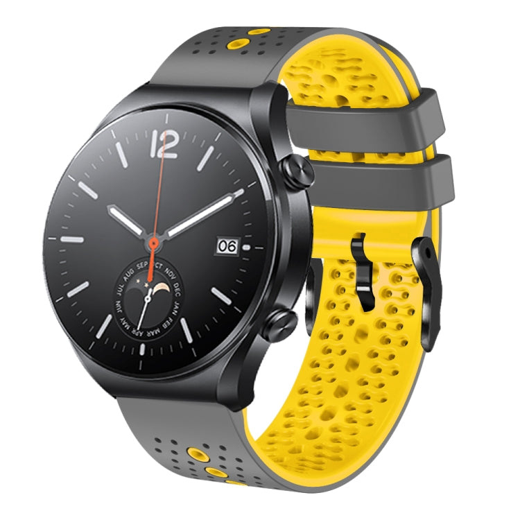For Xiaomi MI Watch S1 22mm Perforated Two-Color Silicone Watch Band